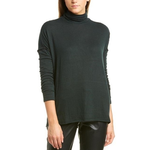 N:Philanthropy Nickel turtleneck top striped green black - Picture 1 of 8